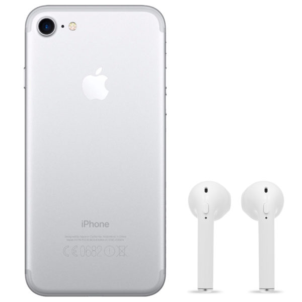 iphone 7 32gb silver wireless headphones back