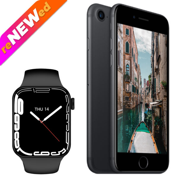 iPhone 7 Black 128GB + Smartwatch T100 Pro Black (Gift) - 3 months warranty
